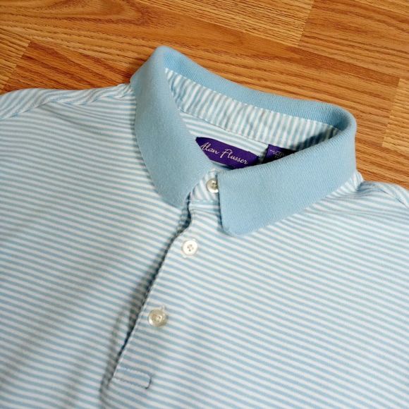Alan Flusser Other - Alan Flusser Shirt Mens Sz L Polo Pima Cotton Soft Striped‎ Short Sleeve